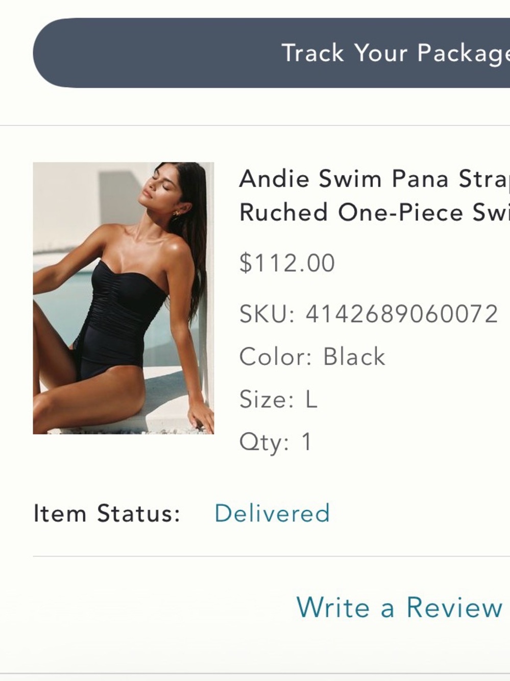 Andie Black Strapless Ruched One-Piece Swimsuit